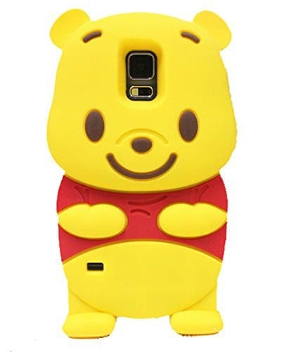 S5 Case,Galaxy S5 Case,Galaxy S5 Silicone Case,Bat King 3D Cute Cartoon Winnie Bear Soft Silicon Gel Rubber Case Cover Skin for Samsung Galaxy S5 i9600(Winnie)
