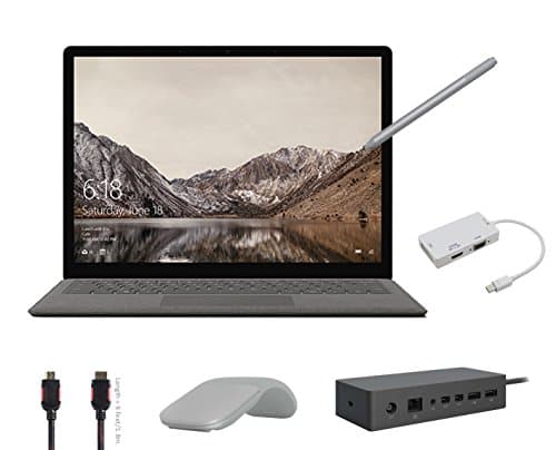 2017 Surface Laptop Bundle (6 Items): Surface Laptop Graphite Gold Core i5, 8GB, 256GB SSD, Surface Pen Platinum, Surface Dock, Surface Arc Mouse Light Gray, Mini DisplayPort Adaptor and HDMI Cable