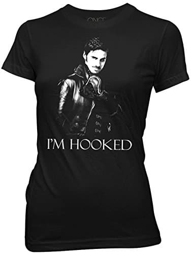 Once Upon A Time I'm Hooked Captain Hook Juniors T-shirt (XXL,Black)