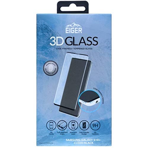 EIGER 3D Glass for Samsung Galaxy S10 + Case Friendly Full Screen Premium Tempered Glass Screen Protector in CLEAR/BLACK with Cleaning Kit