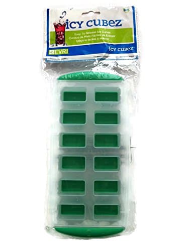 Easy Release Pop Out Ice Cube Tray - Non BPA - Green and Clear