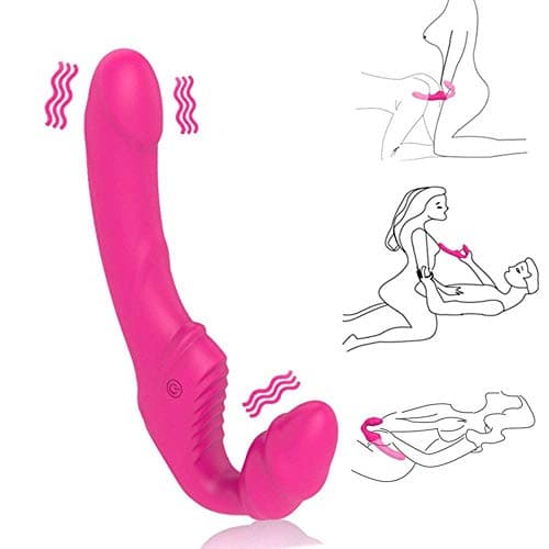 Aomoo Vibrating Strapless Strapon Wireless Strap on Lesbian Double Penetration We Share Vibe for Woman,