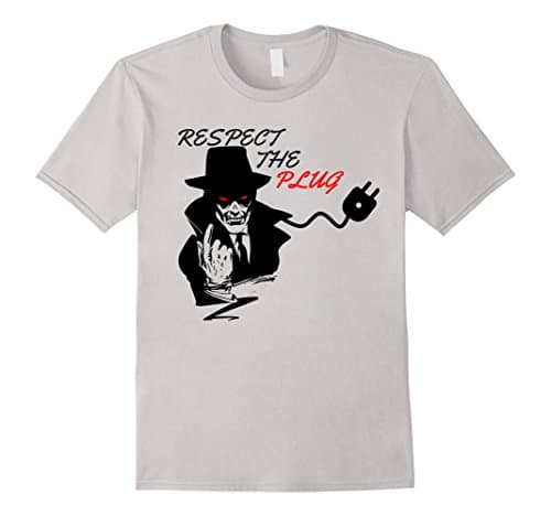 Mens Respect the plug t-shirt Medium Silver