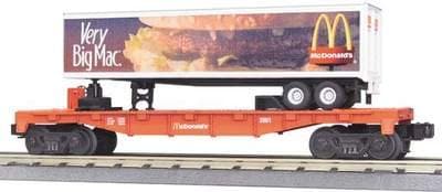 MTH 30-7696 McDonald's Flat Car w/ trailer Big Mac advertising Rail King food tr