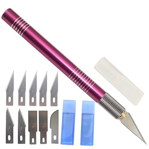 Large Size Professional DIY Tool Cutter Set Precision Utility Knife for Art and Craft Work Carving Hobby Cutting Sculpture Model Trimming- Includes 10 PCS Replacement Blades-Red