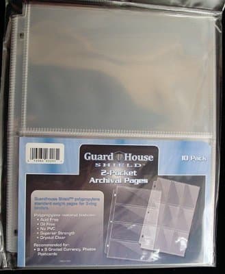 2 Pocket Currency Storage Pages for Graded Bills PACK of 10 GuardHouse Shield by GuardHouse Shield
