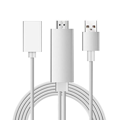 Wire Dongle For iPhone/Android HDMI Converter Cable, PTVwire Dual OS Support ISO and Android Smarphone Lightning Digital AV Cable (silver colour)