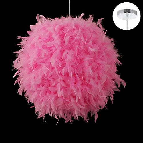 Feather Ceiling Light, E27 Floor Mount Modern Chandelier | Romantic Pendant Feather Lampshade | with Metal Base | for Dining Room Living Room Bedroom(Type 1,Pink)