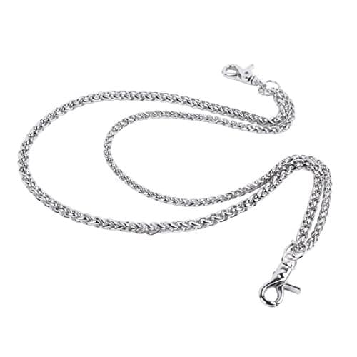 Simple Rope shape Double wallet chain Swivel Trigger snap Biker Punk Key chain (Double Silver)