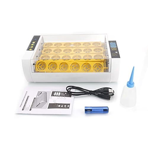 Yoshioe Automatic 24 Eggs Turing Incubator Poultry Hatcher Incubation with Egg Candler & Injector Single Supply US Plug
