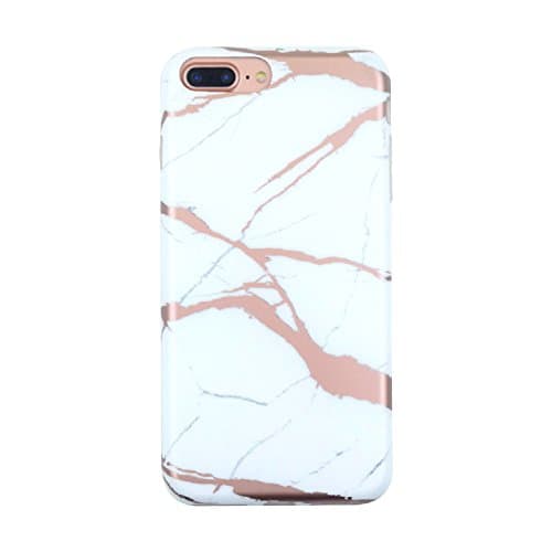 LYFSTYL Case for iPhone 8 Plus and iPhone 7 Plus | Premium Marble Design IMD TPU Matte Finish Slim-Fit Clear Bumper Flexible Soft Rubber Silicone Case | Rose Gold Milky White
