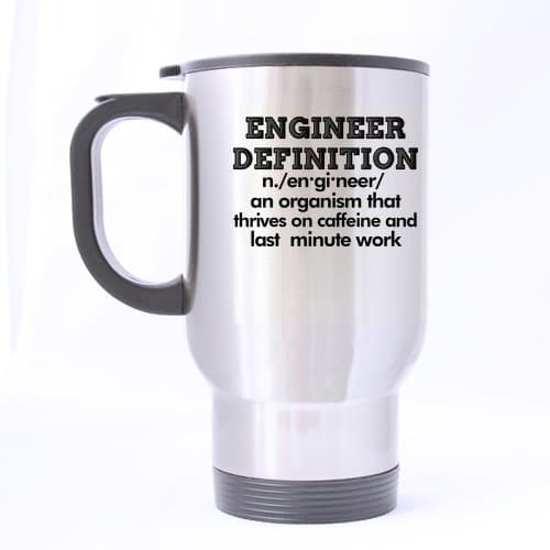 Creative Design Birthday Gift or Christams Gift "Engineer Definition" Silver Stainless Steel Material Mug