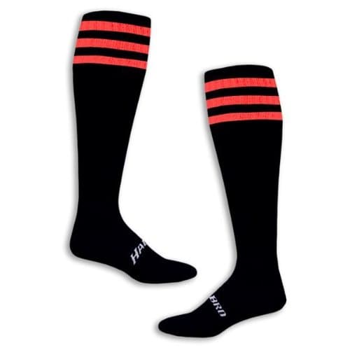 Halbro Performance Socks 3 Stripe Black/Scarlet - Large