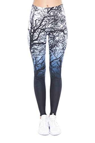 PINK PLOT Basic Printed Leggings Super Stretch Pants for Women Girls (One Size-Fit XS-L, L Tree)