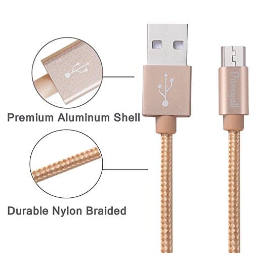 Micro USB Cable,Doneyall (3ft/1M) Long Premium Nylon Braided Android Tangle-free USB 2.0 A Male to Micro B Andriod Charger Cord For Samsung Galaxy S7/S7 edge,HTC,LG,Sony,and more (Gold)