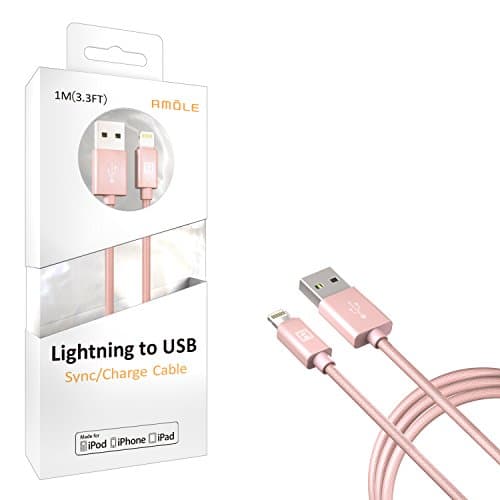 iPhone Lightning to USB Cable Charge &amp; Sync [Apple MFi Certified] AMOLE iPhone 7 7 Plus 6 6s Plus SE 5 5S 5C, iPad Pro Air 2 mini 4 3 2, iPod touch 5th 6th gen iPod nano 7th gen (Rose Gold)