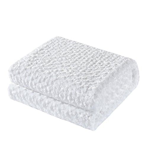 Simple&Opulence Plush Fluffy Throw Blanket Tridimensional Rose Pattern Floral Design Soft Cozy Fuzzy Blanket for Girls Home Décor Couch Sofa Chair Bed, 68"x 88" (Twin, White)