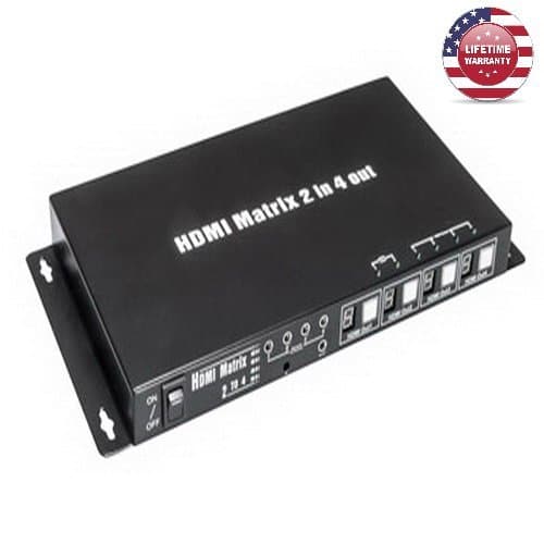 1 Pack X 2 in/4 out HDMI Matrix Switch with IR Extension, 3D Ready - By Nexiron