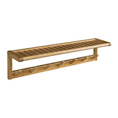 Somette New Ridge Home Abingdon Solid Birch Wood Cinnamon Large Peg Rack with Shelf