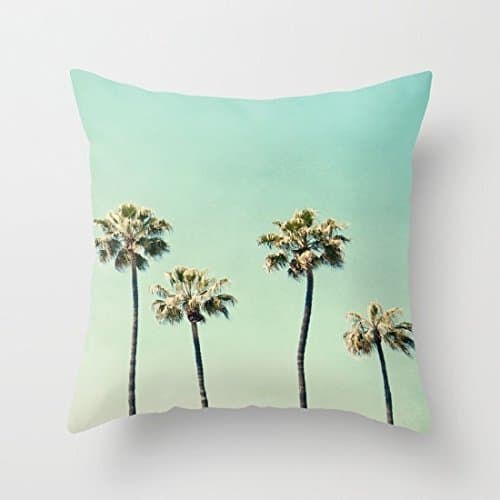Tropical Palm Trees Throw Pillow Case with Zipper Polyester Square Pillow Cover 18 x 18 Decorative Cushion Cover for Couch