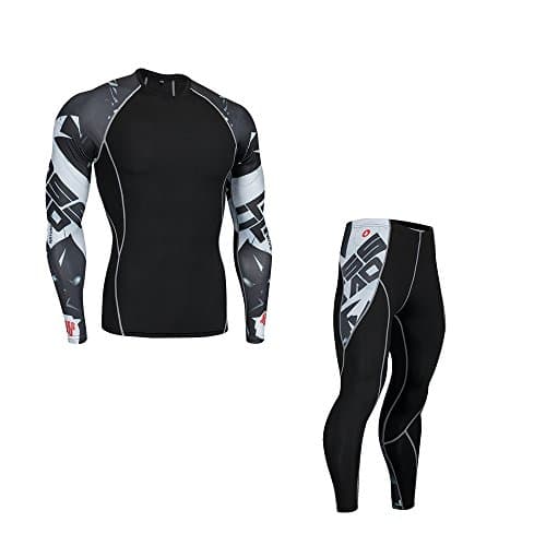 Men’s Compression Long Leggings - Base Layer Tights for Workouts, Running, Cycling, Sports, Training, Weightlifting Short Sleeve Compression Workout Baselayer Shapewear (Large, White)