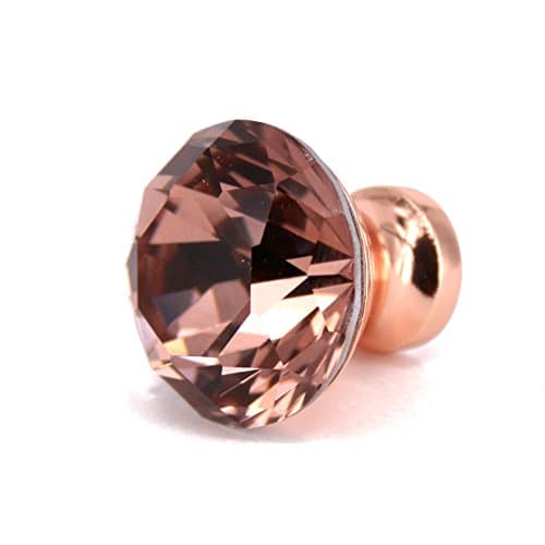 Vita Hardware Unique Swiss Red Color Diamond Pull Handle Rose Gold Base K9 Crystal Cabinet Drawer Door Knob Pack of 10