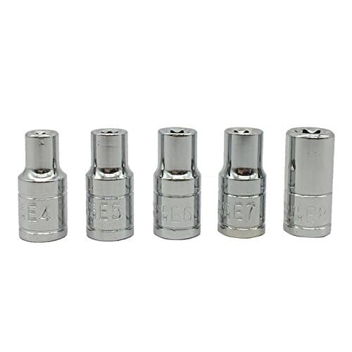 Wrench Tool E-Socket Sockets 5Pcs 1/4 Inch(6.3Mm) Torx Star Bit Female E-Socket Set Socket Nuts Set E4,E5, E6,E7, E8