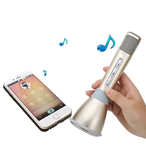 SZCHENGCI Singing Karaoke Microphone Wireless Bluetooth Speaker Compatible with iOS Android Smartphone for Party Family Outdoor Entertainment Gold