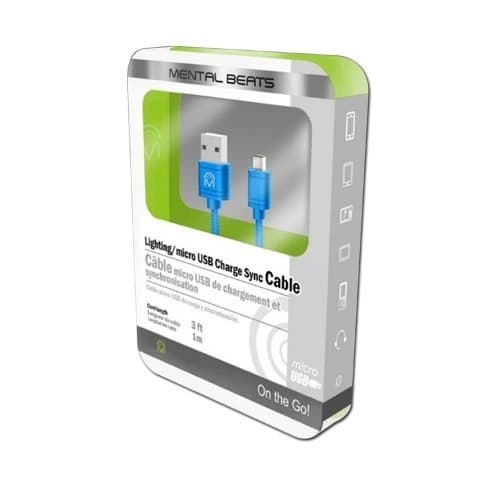 Mental Beats 570 Mental Beats Micro USB Cable44; Blue