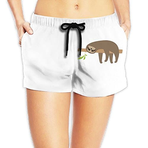 Tchol Pants Sloth Lying On Tree Ladies Quick Dry Beach ShortBoardshorts Suitable For Surfing,Swimming,Water Sport and Pool Party