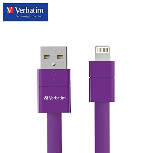 [Apple MFi Certified] Verbatim Short USB Lightning iPhone Cable for iPhone X, 8, 8 Plus, 7, 7Plus, iPod and iPad, Fast Charging, 2 Year Limited Warranty, 8 Inch/20 CM ­ Purple