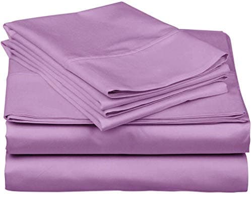 800 Thread Count 100% Cotton Bed Sheet Set (Lilac, Queen) 4 Pieces Sheet Set.18 Inches Deep Pocket Long Staple Combed Pure Natural Cotton Bedsheet, Soft & Silky Weave,Luxury Bedding