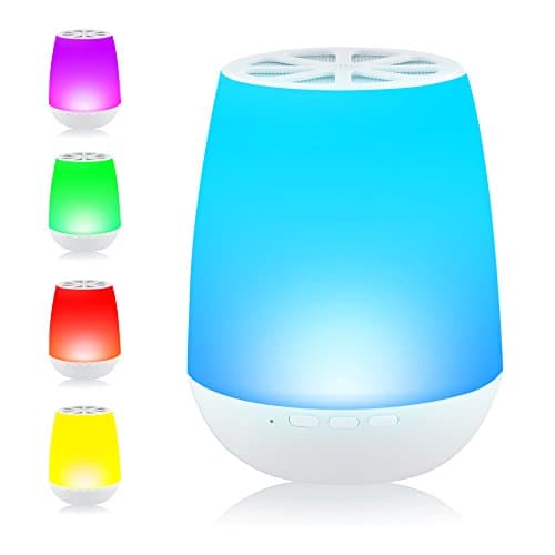 Igingko App Remote Control Smart Bedside Lamp LED Night Light with Bluetooth Speaker for Home Party Travel Wedding (Hands-free Bluetooth Speakerphone,Music Player, Dimmable RGB Color Change) White