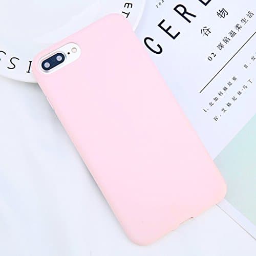 Aimartz(TM) Simple Candy Color Plain Phone Case For iPhone 6 6S Plus Soft TPU Silicon Full Back Cover For iPhone 8 7 Plus Cases Capa [Pink For iPhone 6 6s Plus]