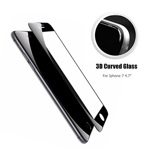 Iphone7 4.7" Screen Protector, 3D Curved Full Cover Edge to Edge LINNO Tempered Glass Protection Film for Apple iPhone 7 Against Scratches 9H Superb HD Anti Fingerprint [3D Touch] (Black)