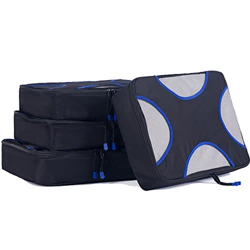 Ritty Packing Cubes Set - 4 Piece Extensible Storage Mesh Bags Lightweight-Black