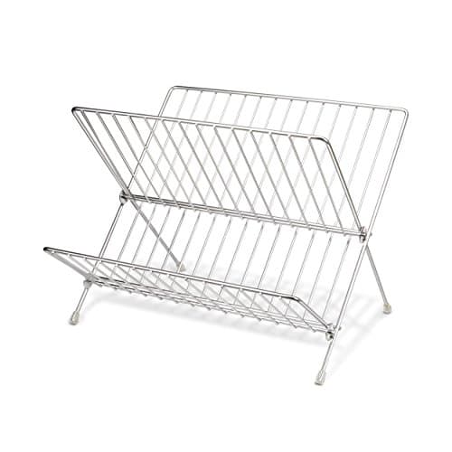 VICTEK Foldable Utensil Organizer Kitchen Dish Drying Rack 304 Stainless Steel Frame 2-Tier X Shape Rustproof Dish Drainer