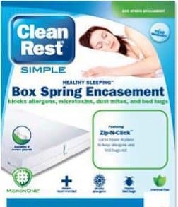 Clean Rest Simple Bed Bug &amp; Allergen Blocking Box Spring Encasement Featuring Zip-N-Click - Twin