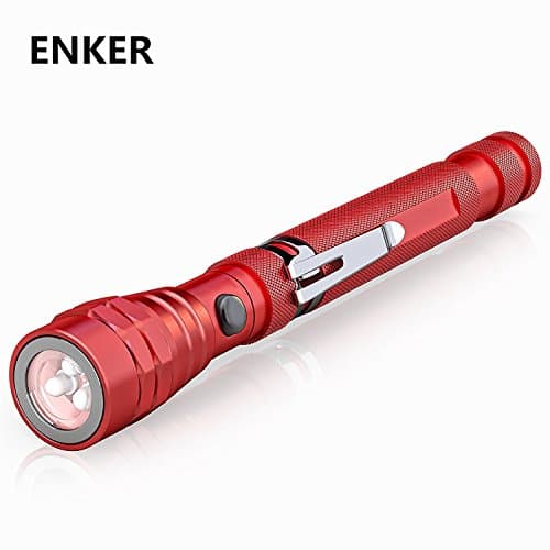 ENKER Telescopic water resistant Flex-Head LED Flashlight with Extendable Head - Magnetic Pick up Home Tools by flashlight(Red)daily deals