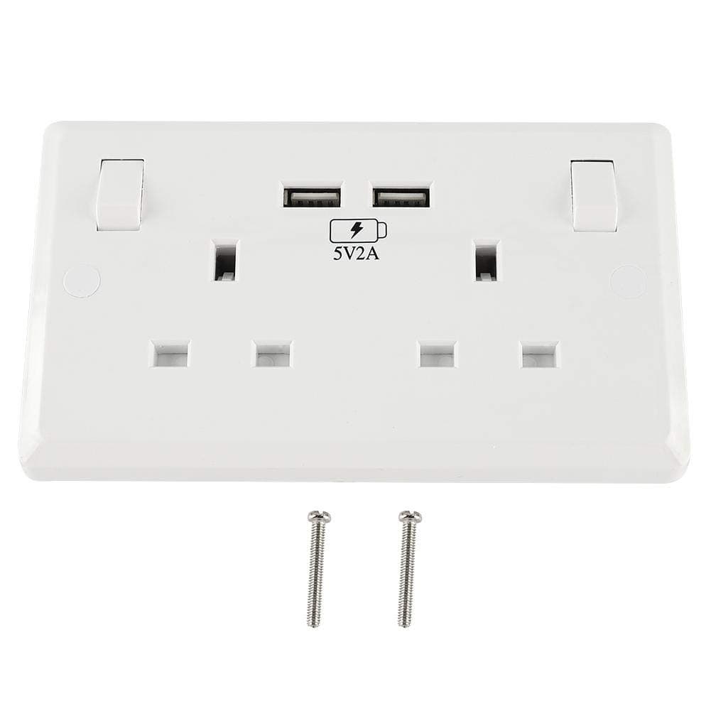 Jeffergarden Multi-functional UK Plug Wall Power Outlet Socket with Dual USB Port 5V 2A