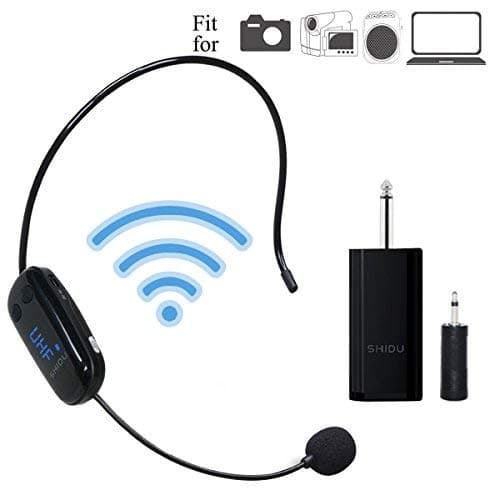 Wireless Microphone Headset Bluetooth, 115ft Stable Wireless Transmission Hand-free, Headworn Mic for Handheld Vocal Mic 2 in 1 Rechargeable for DSLR Camera Recording, Voice amplifier, Pa System ect