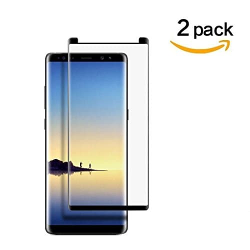 Galaxy NOTE8 Glass Screen Protector,Granvan [2Pack] Highest Quality Premium Tempered Glass Anti-Scratch,3D Curved,100% Touch Sensitivity,HD Clear,Scratch Resistant,Bubble Free(Black)