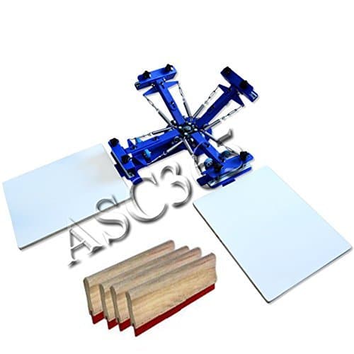 4 Color 2 Station Screen Printing Machine Single Rotating Screen Printing Press with Free Squeegees by Screen Printing Equipment