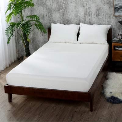 HDz Store 1PCS Fitted Sheet Solid Color Bed Sheets with Elastic Band Double Mattress Cover 100% Polyester 90x200cm 120x200cm 150x200cm 180x200cm 200x220cm Fitted Sheet is 25cm