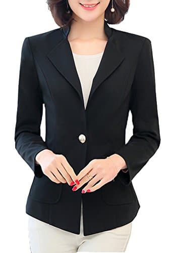SiYuan Womens Casual Work Office One Button Front Blazer Jacket Black US12/Tag 5XL