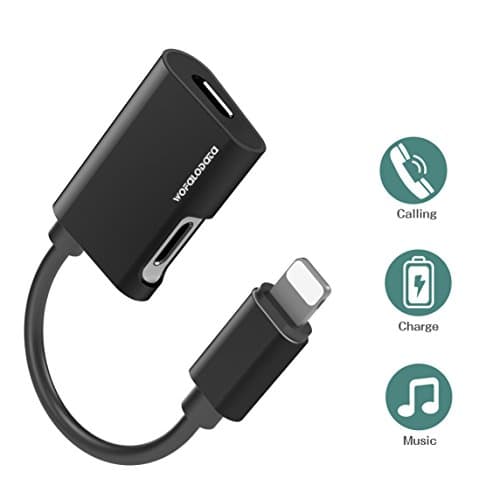 iPhone X/10/8/8 Plus Dual Lightning Adapter for iPhone 7/7Plus,Wofalodata Double Lightning Headphone Splitter for Audio Charge Phone Call and Sync Data Compatible for iOS 10.3 or Later(Black)