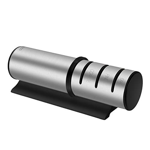 Knife sharpener, Kitchen knife sharpener, Chef knife sharpener, 3-Stage Diamond Coated Sharpening Wheel System, Sharpens Dull Knives Quickly, Safe and Easy to Use, Newest 2018 (black)