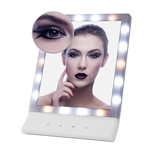 Artifi Multiple Illumination Settings Lighted Makeup Mirror, Touch Screen Makeup Mirror with Removable 10x Magnifying Spot Mirror