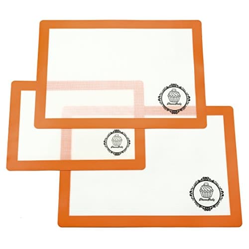 DianaBake Silicone Baking Mat -3 Pack -Non Stick Silicone Baking Sheet Liner for Bake Pans and Rolling Pastry,Cookie,Bun,macaron &amp;Bread Making -Reusable Cookie Sheet Liner - Thick and Large Baking Mat
