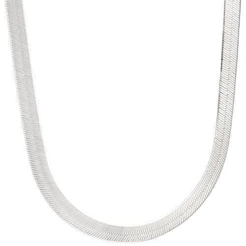 7mm Womens Solid .925 Sterling Silver Herringbone Chain Necklace